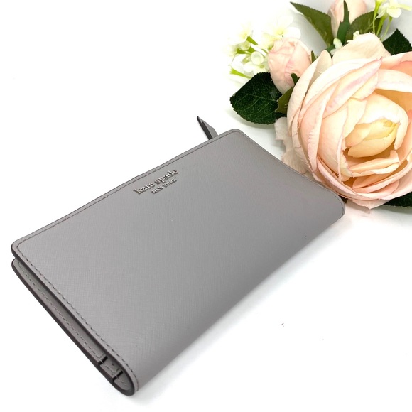 Kate♠️Spade Large Slim Bifolder Wallet Camero Grey - Picture 5 of 6